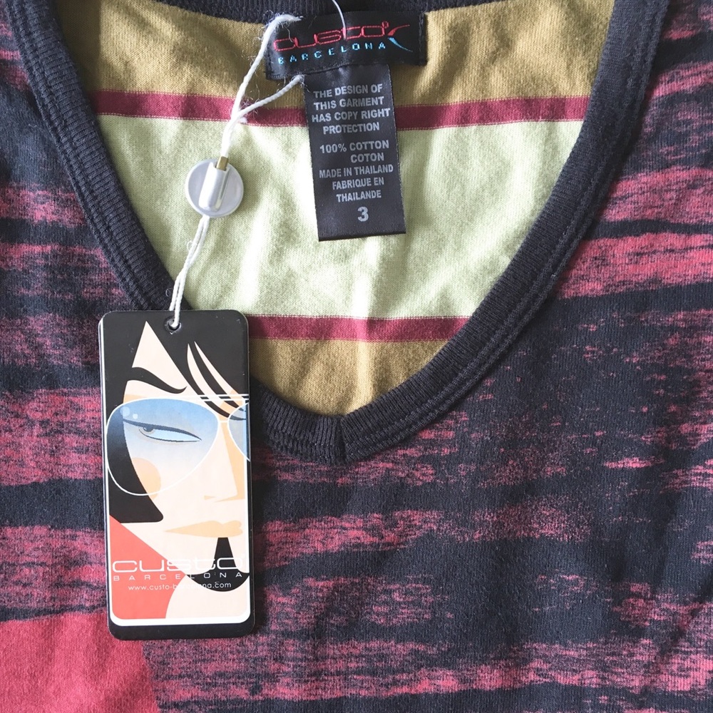 new Custo Barcelona ✪ Pix Sun Valley V Neck Tee ✪ Mixed Print Textures ✪ Unisex - Picture 6 of 14